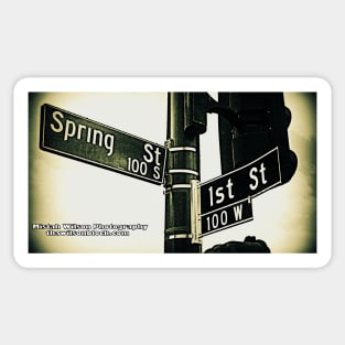 Spring Street & 1st Street, Los Angeles, California by Mistah Wilson Sticker